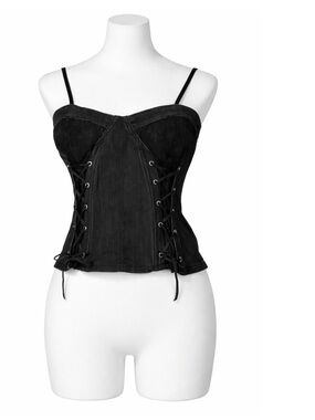 Encore Jeans Black Lace-Up Corset adjustable Tank Top size 2X